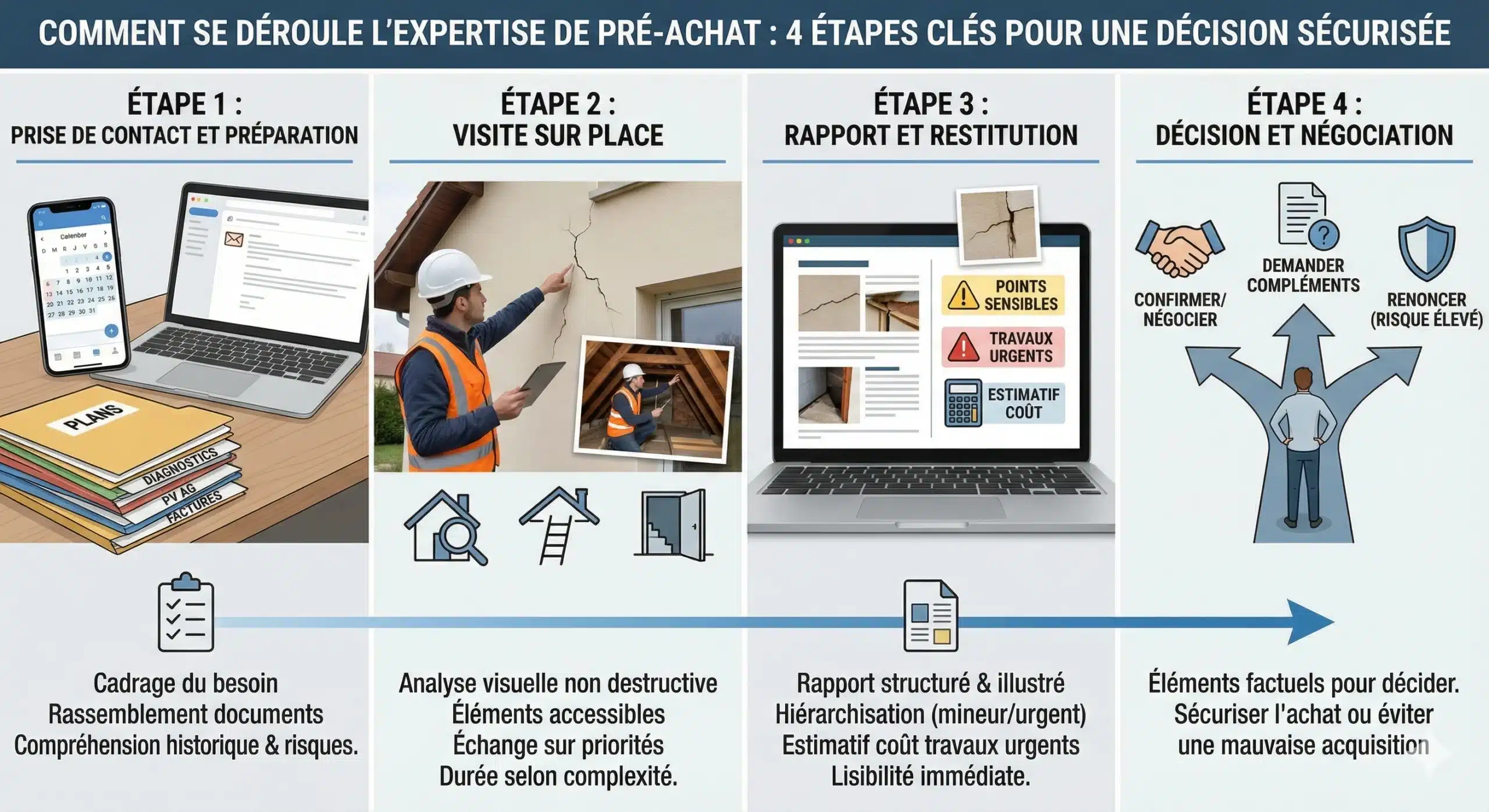 Illustration du déroulé d'une expertise de pré-achat en Seine-Saint-Denis