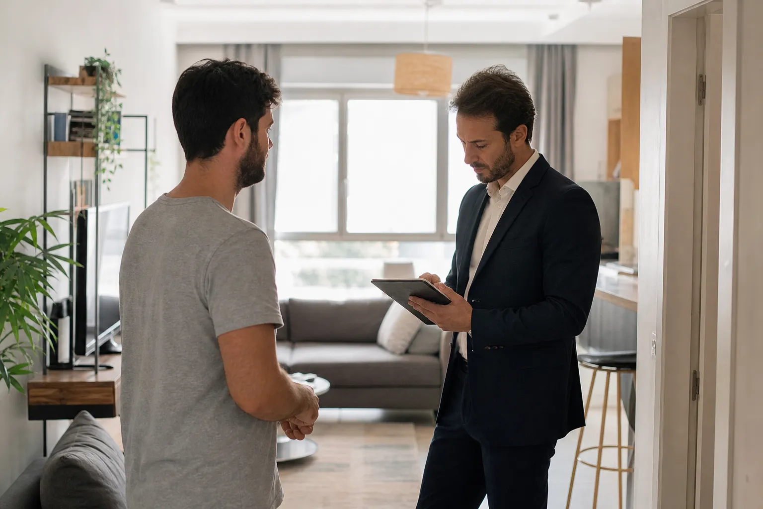 Expert analysant la situation locative d'un bien immobilier pour une expertise de valeur vénale dans le 93