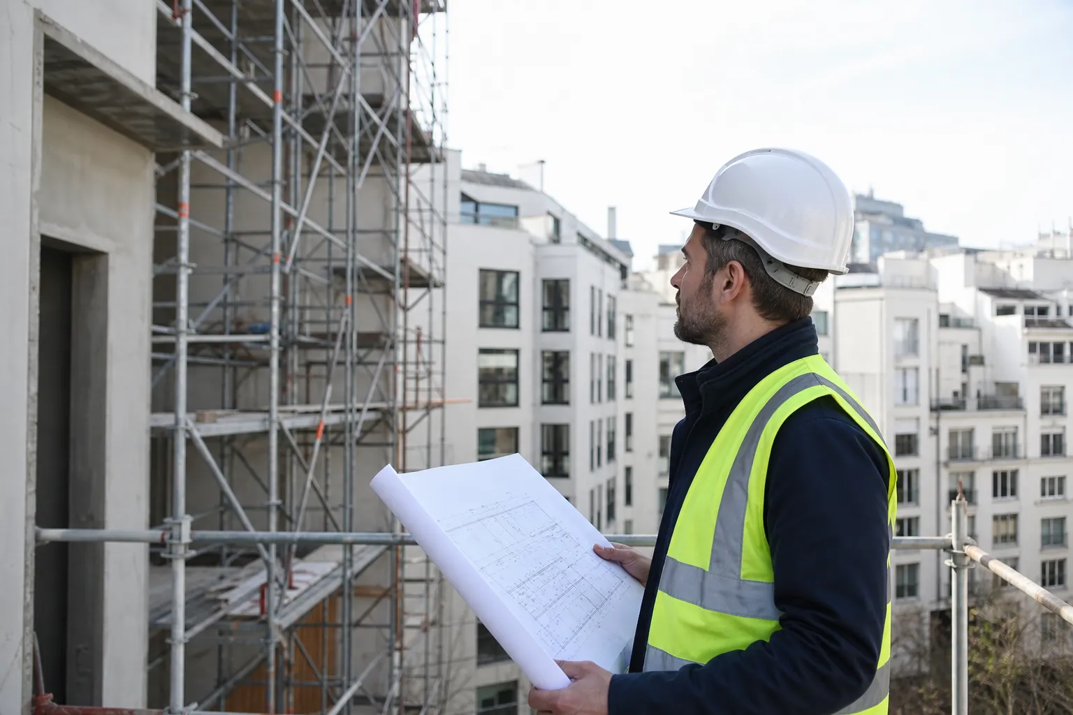 Expert controlant un chantier neuf VEFA a Aubervilliers