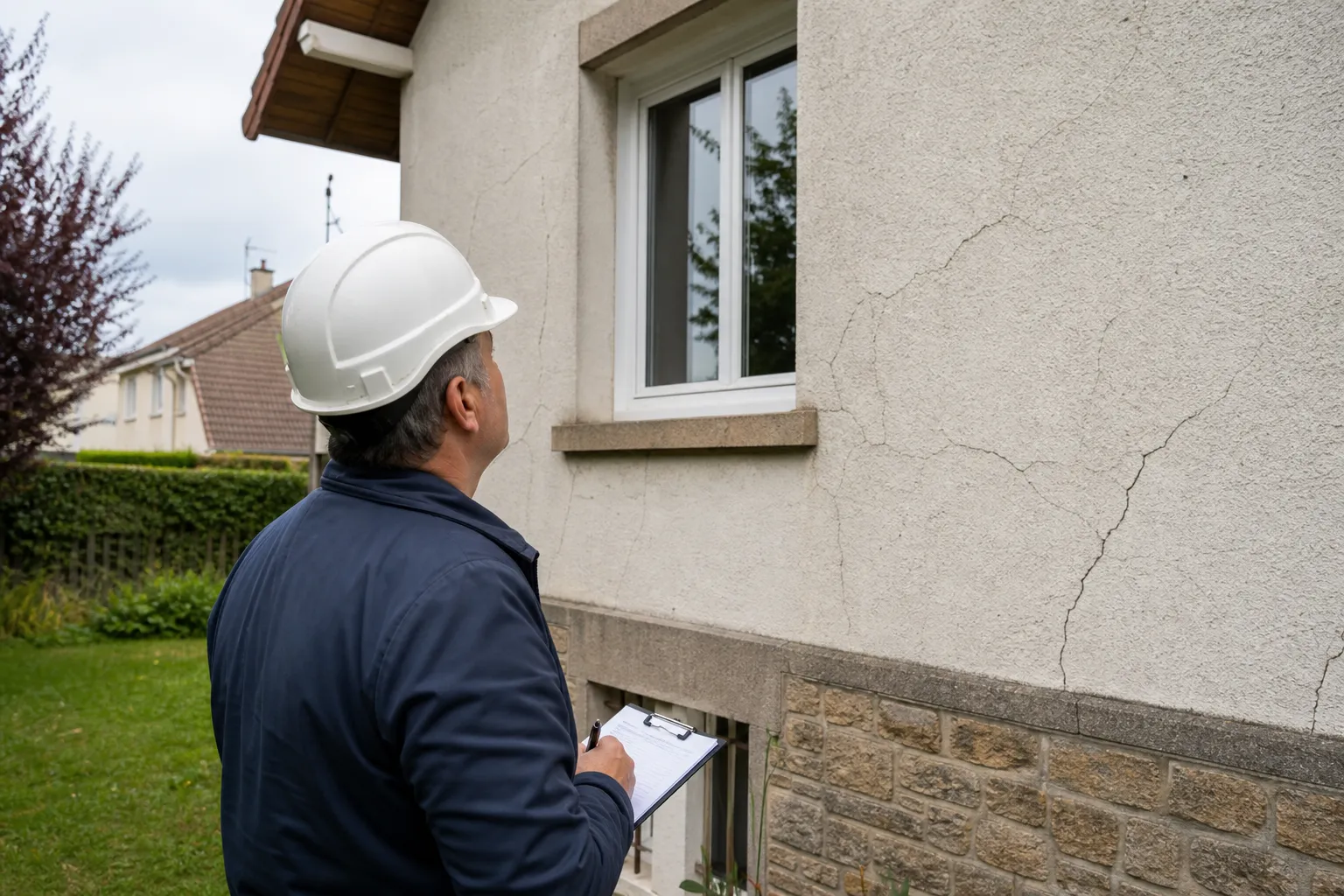 Expert inspectant un pavillon individuel a Aulnay-sous-Bois