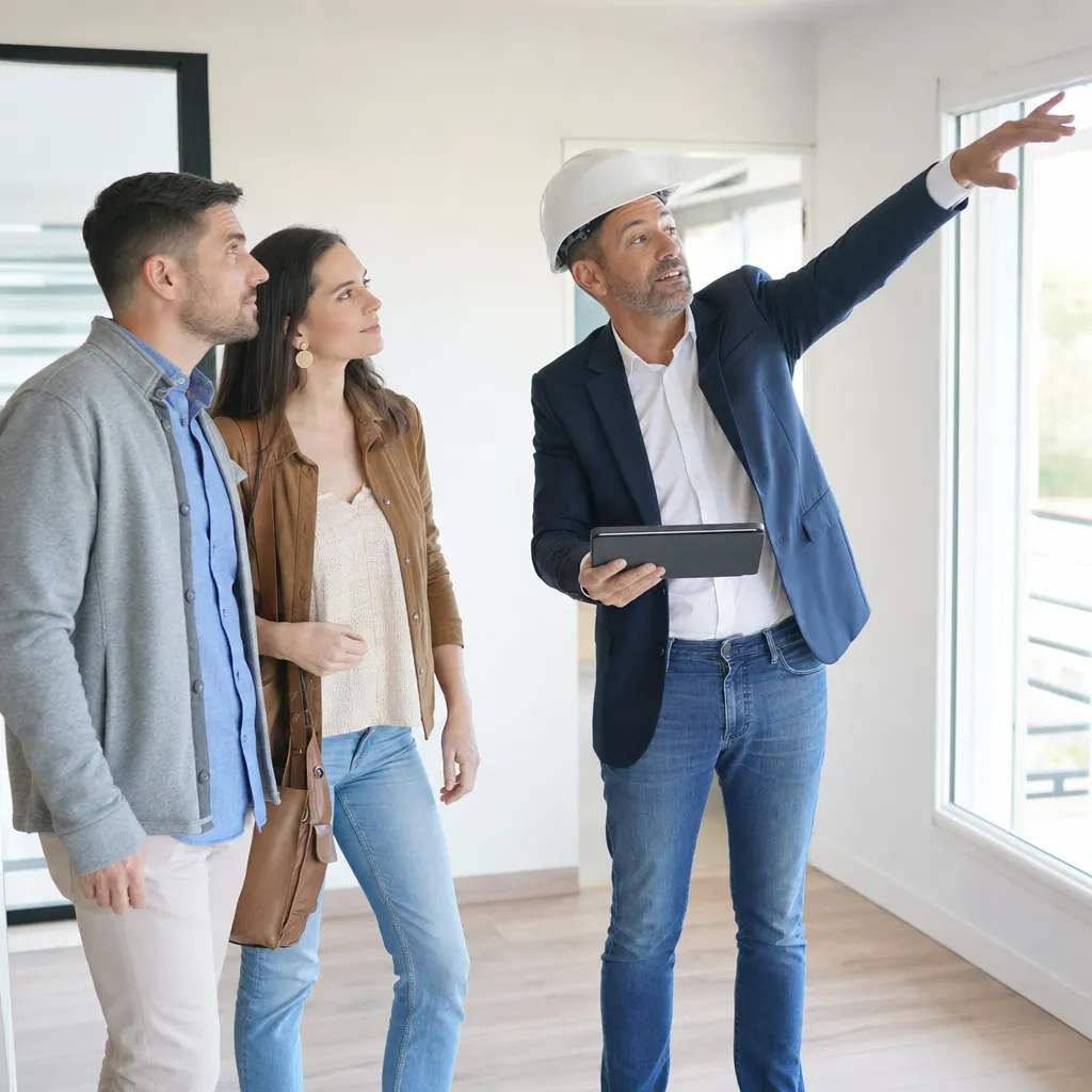 Expert en bâtiment Check my House accompagnant un couple lors d'une expertise avant achat immobilier en Seine-Saint-Denis (93)