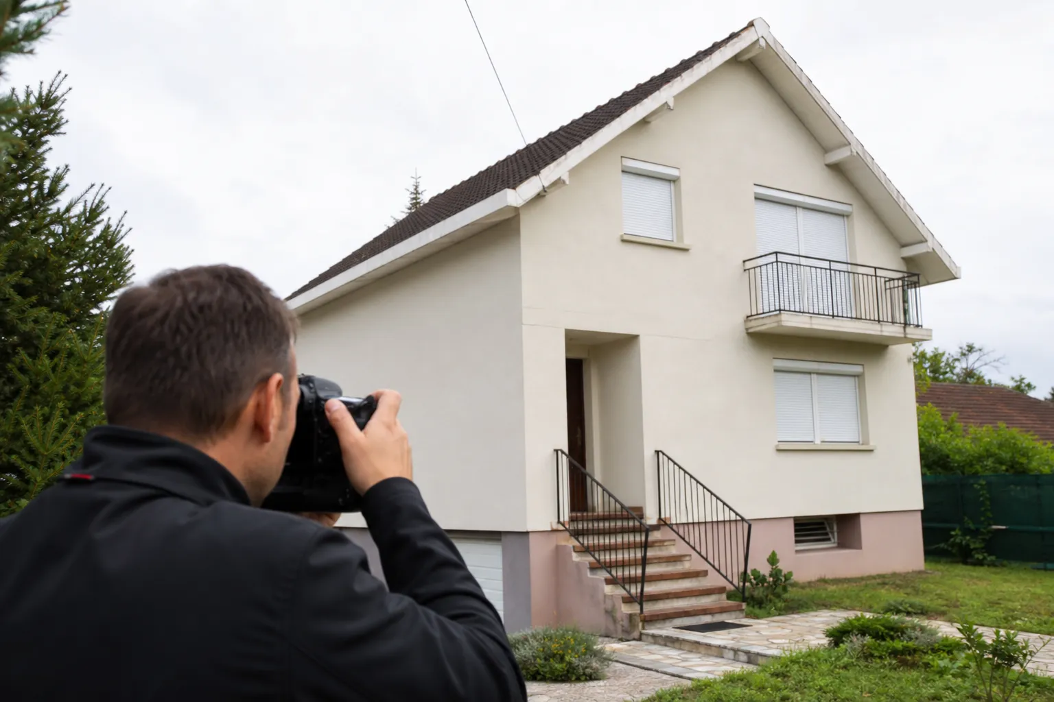 Expert réalisant le reportage photo d'un bien pour le rapport d'expertise de valeur vénale dans le 93