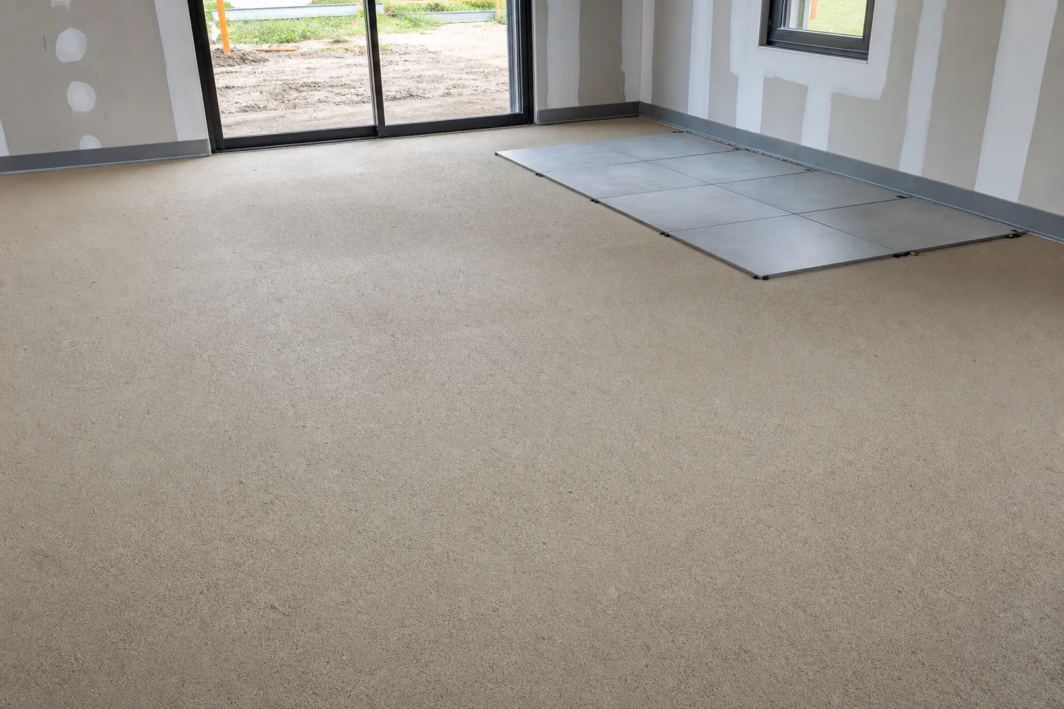 Chape propre et plane d'une maison CCMI prête à recevoir le carrelage, contrôlée lors de la visite chape par un expert Check my House en Seine-Saint-Denis (93)